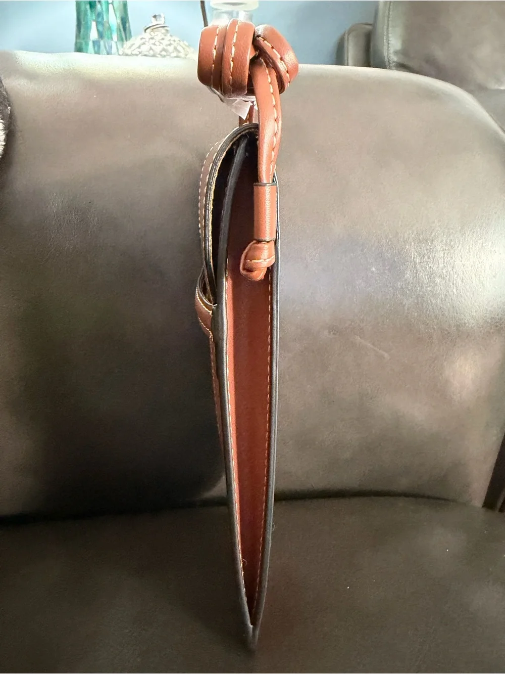 Celine Brown Leather sunglasses/Phone Crossbody Pouch with Gold Logo